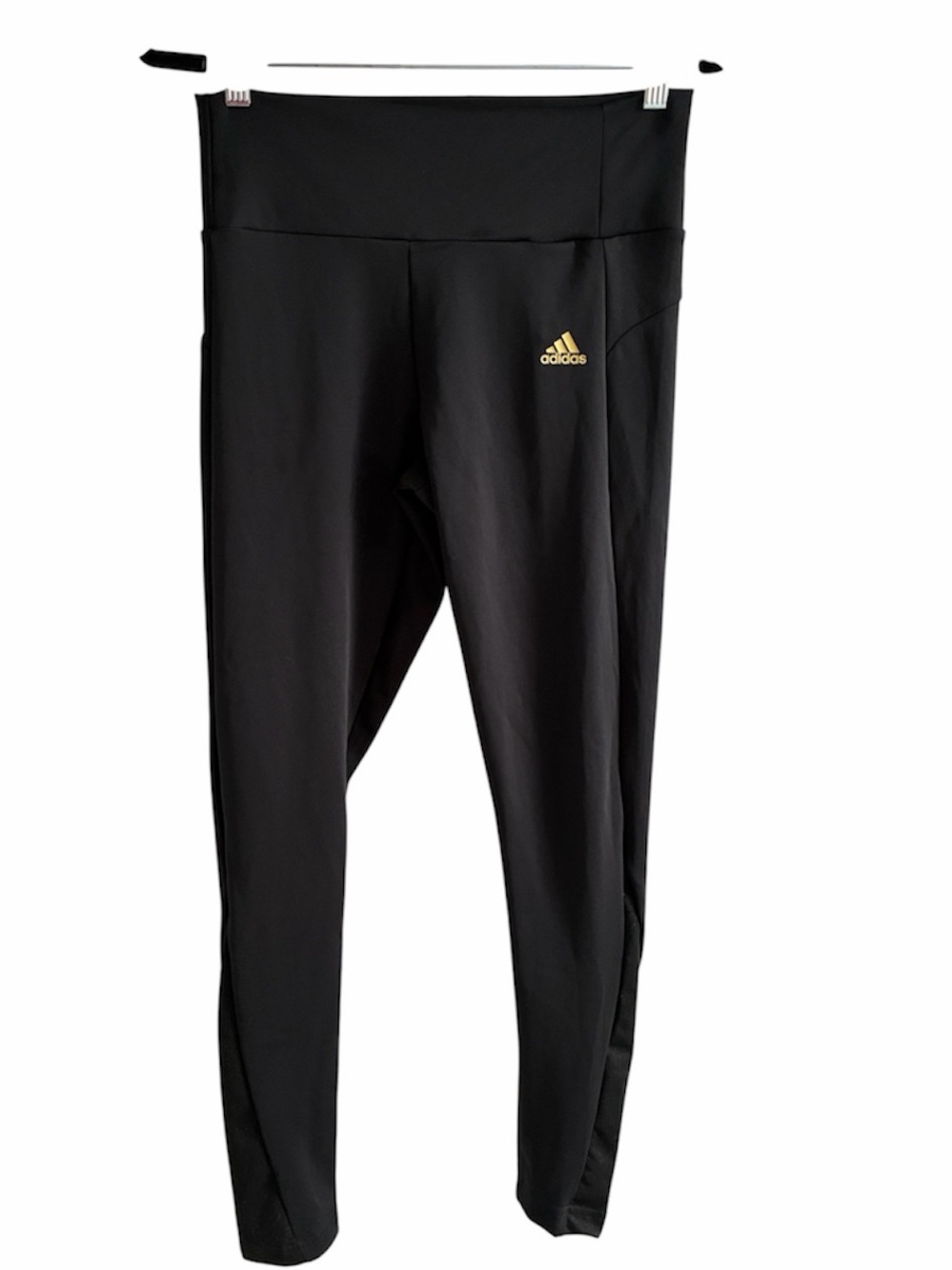 adidas Black High-Waist Leggings with Gold Logo